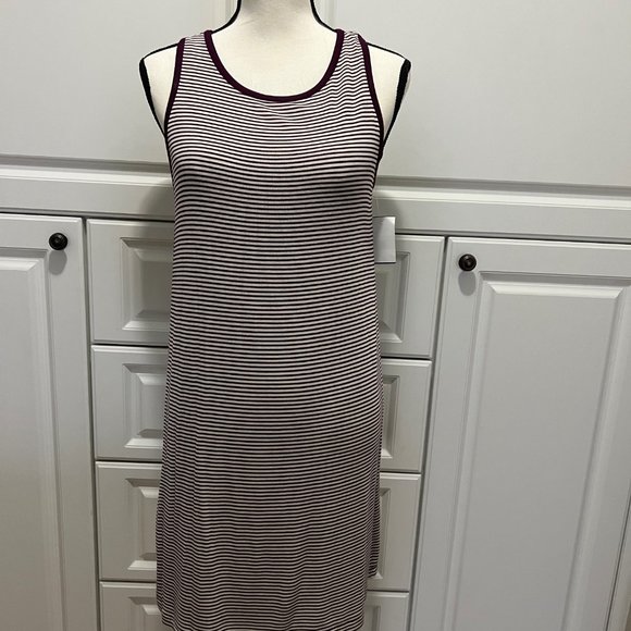 NWT Paige Mia Sleeveless Dress/ White/Dark Purple Stripe - Picture 2 of 8